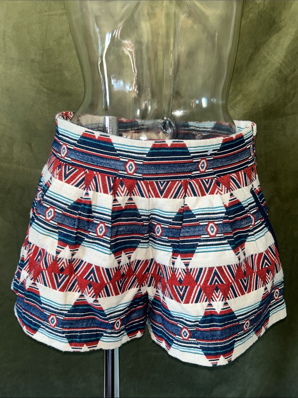 Women's Tribal Tapestry Shorts Red & Blue